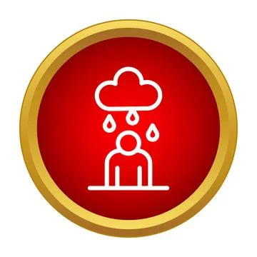 Person feeling depression with cloud raining icon Stock Illustration