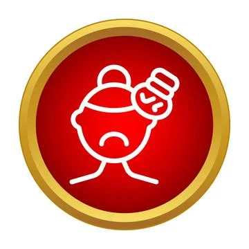 Person feeling headache with cold compress icon Stock Illustration