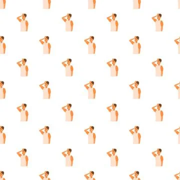 Person feeling headache or sickness seamless pattern Иллюстрация