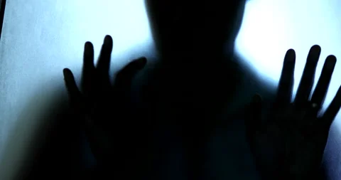 Person feeling trapped behind diffused glass Stock Footage 139726358