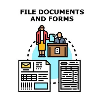 Person filing important documents and forms Stock Illustration