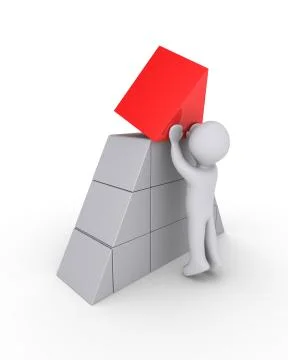 Person finalizing pyramid Stock Illustration