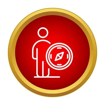 Person finding career direction using compass guidance icon Stock Illustration