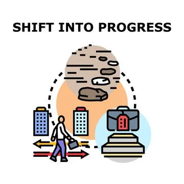 Person finding career path shifting into progress concept Иллюстрация