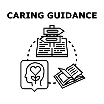 Person finding caring guidance through knowledge and learning Illustration