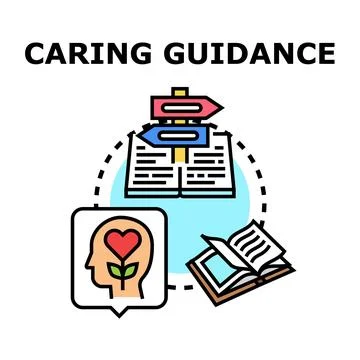 Person finding caring guidance through knowledge and learning Stock Illustration