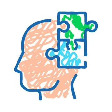 Person finding clarity and solving a puzzle inside mind Illustrazione stock