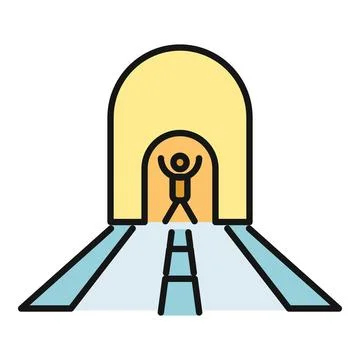 Person finding light at the end of the tunnel Stock Illustration