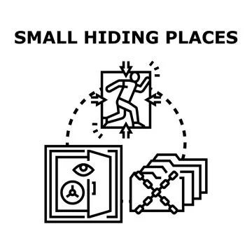 Person finding small secure hiding places for privacy and secret data Stock Illustration