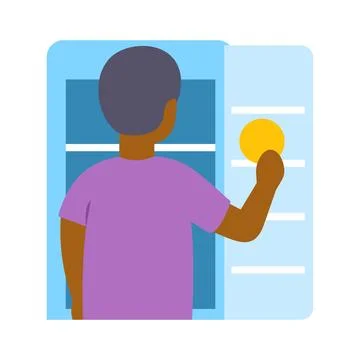 Person finding snack in an open refrigerator Stock Illustration