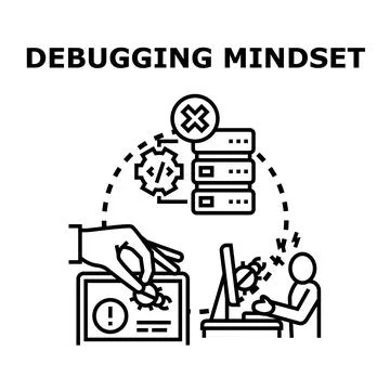 Person fixing bugs in programming code development Stock Illustration