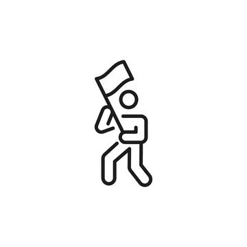 Person with Flag Icon Stock Illustration