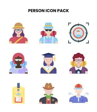 Person Flat Design Icons Pack Stock Illustration