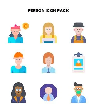 Person Flat Design Icons Pack Stock Illustration