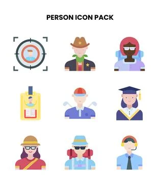 Person Flat Graphics Icons Pack 库存插图