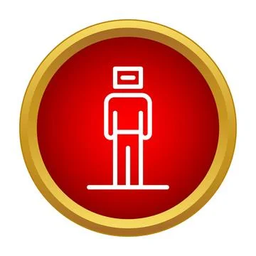 Person flat line icon in red circle Stock Illustration