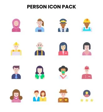 Person Flat Vector Icons Pack Stock Illustration