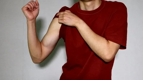 A person flexing their bicep Video stock 329340971