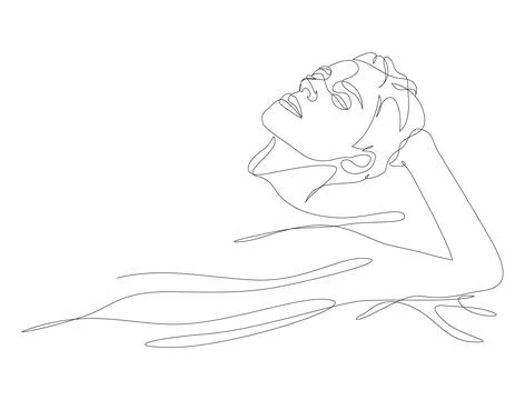 Person floating in water, taking spa bath continuous one line drawing. Concept Illustrazione stock