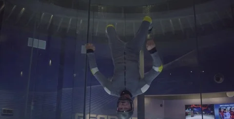 Person Floating In Wind Tunnel Video stock 76497102