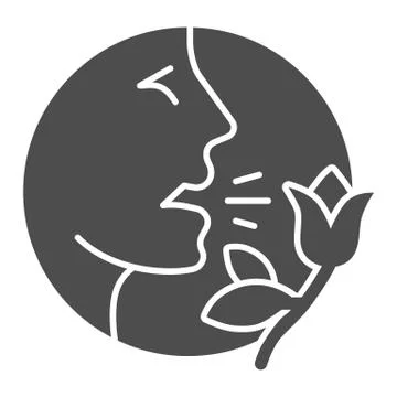 Person with flower allergic to pollen solid icon, Allergy concept, Allergy to イラスト素材