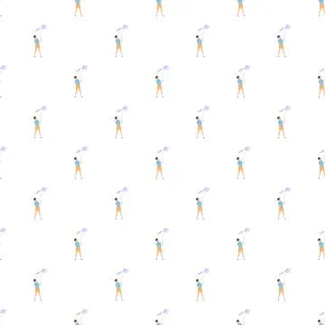 Person flying kite seamless pattern Stock Illustration