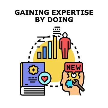 Person gaining expertise by doing and developing skill Stock Illustration