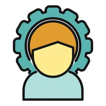 Person with gear icon representing settings user 스톡 일러스트