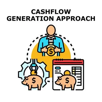 Person generating cash flow saving money approach Stock Illustration