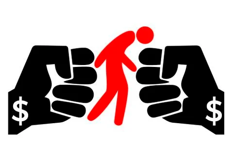 Person getting blackmailed Illustrazione stock