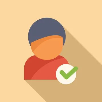 Person getting verified with check mark icon showing validation Stock Illustration