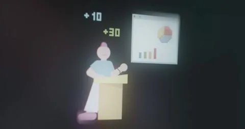 Person giving a presentation with graphs and data Stock Footage 313865688