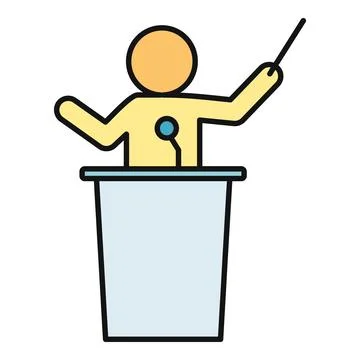Person giving presentation lesson using pointer icon Stock Illustration