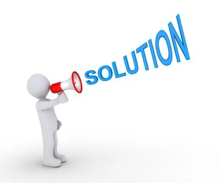 Person giving solution through megaphone Stock Illustration