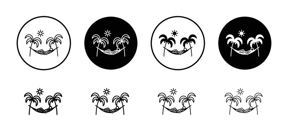 Person in hammock icon vector set collection for web Stock Illustration