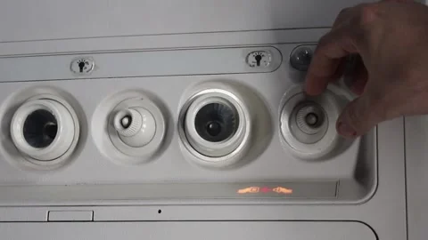 Person Hand Up To Adjust Console Panel At The Air Conditioner In Airplane Stock Footage 144848725