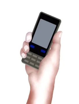 Person Hand Using A Generic Cellular Phone Stock Illustration