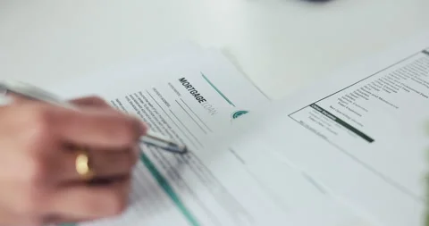 Person, hands and reading with documents for mortgage loan, property investment Stock Footage 318225262