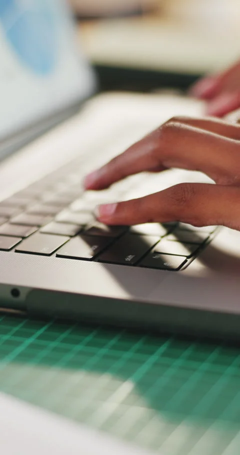 Person, hands and web designer typing with laptop for online website, planning Stock Footage 333180704