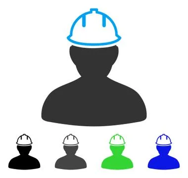 Person In Hardhat Flat Icon Stock Illustration