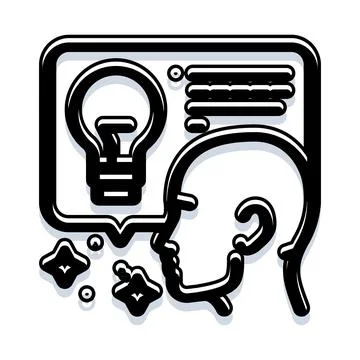Person having creative idea and developing thought process Illustrazione stock