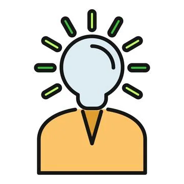 Person having creative idea with lightbulb head glowing 스톡 일러스트