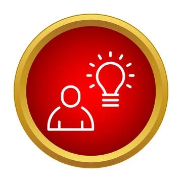 Person having idea with glowing light bulb icon Stock Illustration