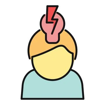 Person having an idea thinking creatively lightbulb moment Stock Illustration