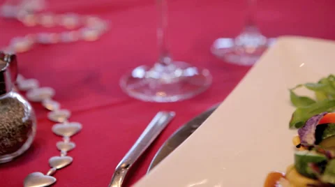 Person having a lean steak with mediterranean vegetables at a restaurant Video stock 36052976