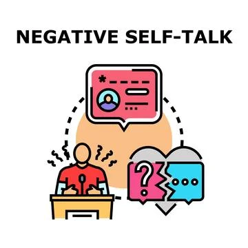 Person having negative self talk, internal conflict and low self esteem Illustration