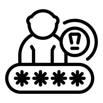 Person having trouble remembering password with notification sign Stock Illustration