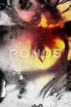 Person head over old dirty wall, urban hip hop background gray texture painte Stock Illustration