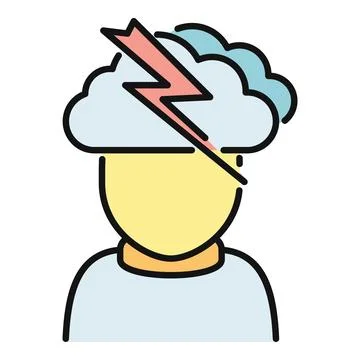 Person head with storm cloud and lightning showing idea Stock Illustration