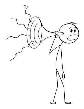 Person With Hearing Problem , Vector Cartoon Stick Figure Illustration イラスト素材